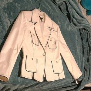 Grace White Blazer with Black Trim